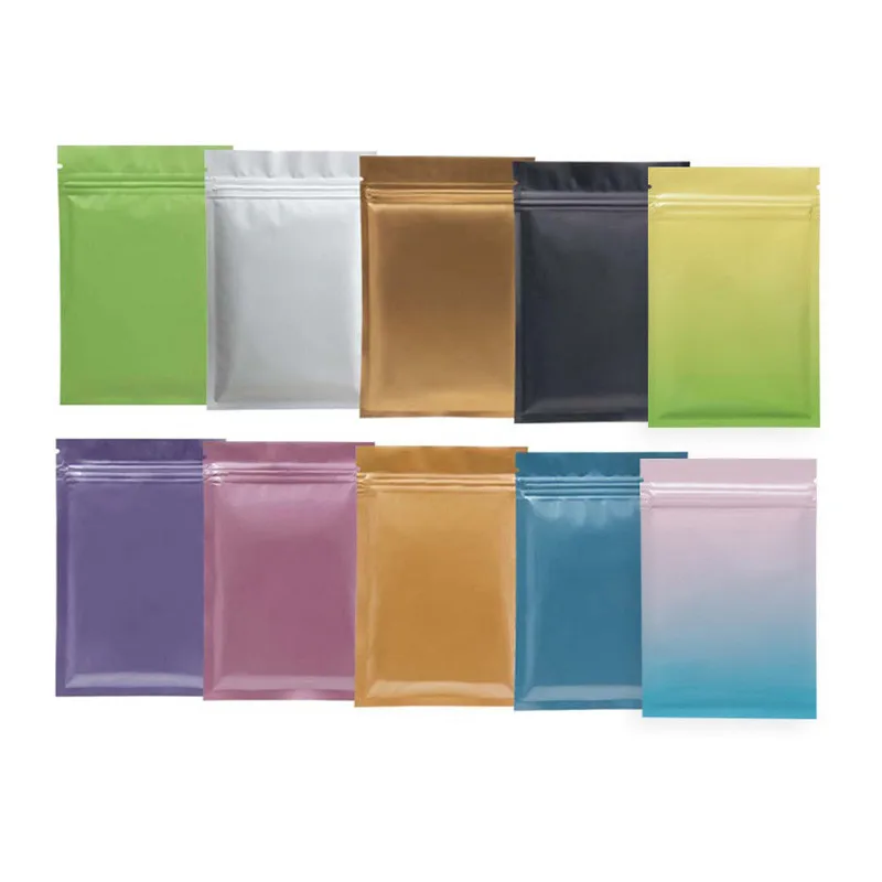 

1000Pcs/Lot Colorful Metallic Mylar Ziplock Bags Flat Bottom Black Aluminum Foil Small Plastic Bags Wholesale