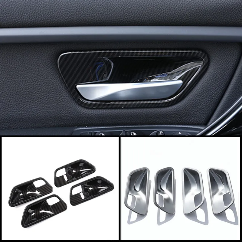 

Carbon Fiber Color Inner Door Bowl Decoration Cover Trim For BMW 3 4 series F30 F34 3GT 2013-18 Interior Door Handle Frame