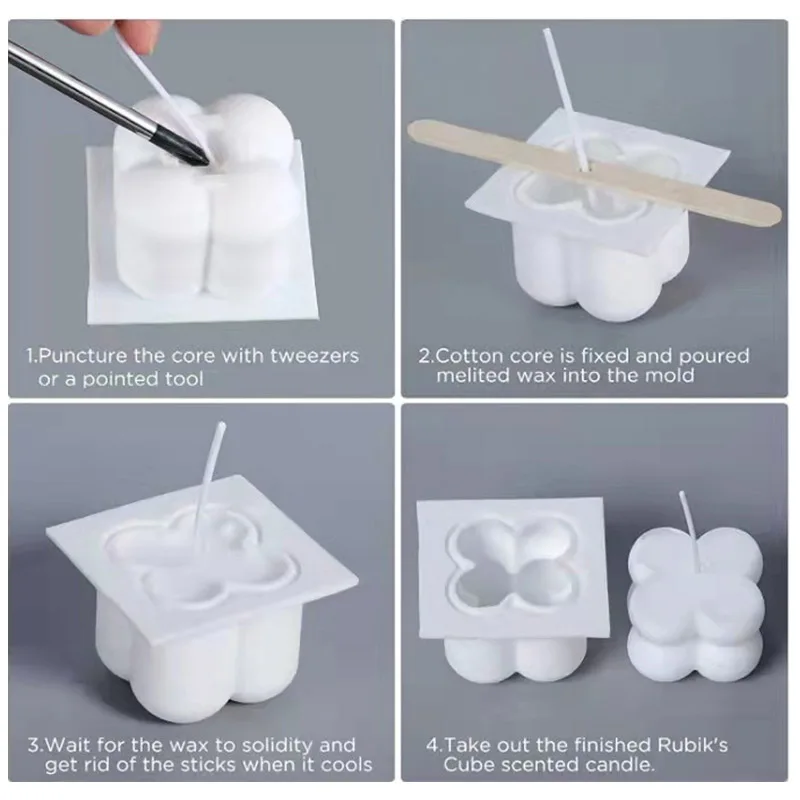 6 Cavities Candles Mould Aromatherapy Plaster Candle Silicone Mold 3D Rubik\'s Cube Baking Mousse Cake Mold Square Dessert Tray