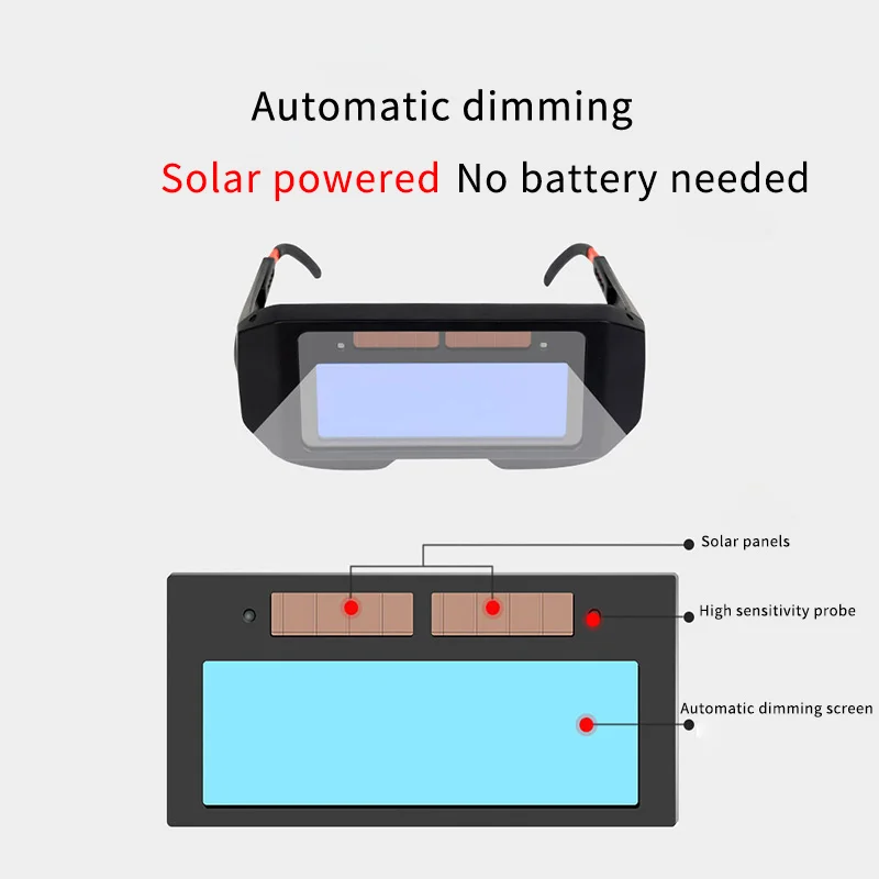 Auto Darkening Welding Helmet Automatic Light Change Auto Darkening Anti- Eyes Shied Goggle Glasses for Eyes Glasses