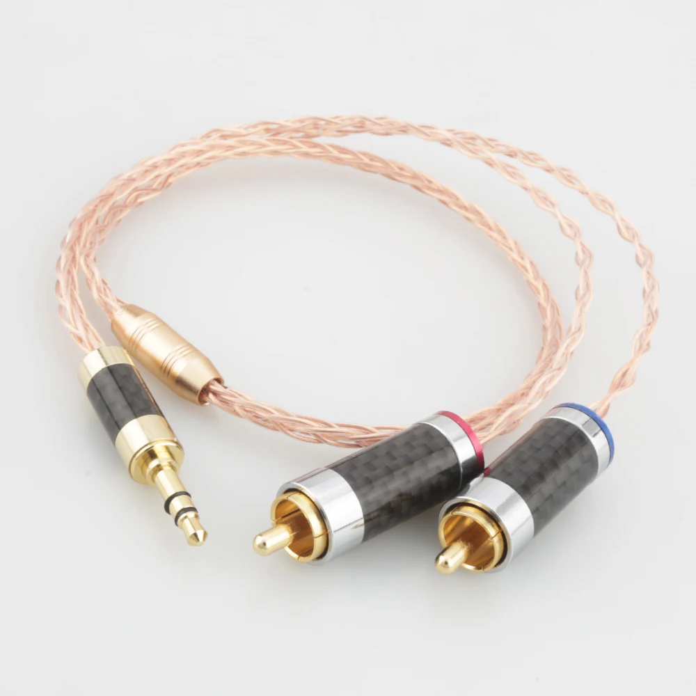 

Аудиокабель HIFI с разъемом 3,5 мм на 2 RCA, стереокабель со штекером 3,5 мм на 2 Rca со штекером из углеродного волокна для усилителя MP3 DVD