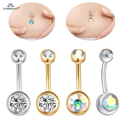 Starbeauty 14G Gold Color Bar Crystal Ball Belly Piercing Women Earring Navel Piercing Nombril Belly Button Rings Jewelry