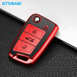 TPU Car Key Case For VW Volkswagen Golf MK7 Tiguan GTI EOS Skoda Octavia Seat Arona 3 Button Flip Remote Control Protector Cover