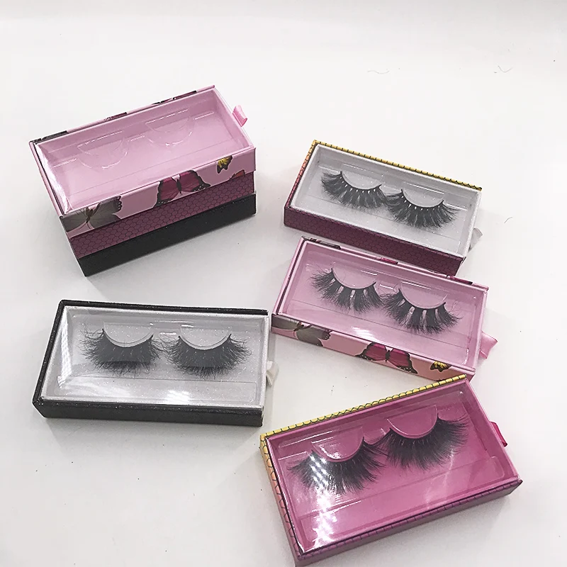 Empty Rectangle Slide Drawer Lash Box Pink Eyelashes Box for Natural 25mm Wispy Eyelashes