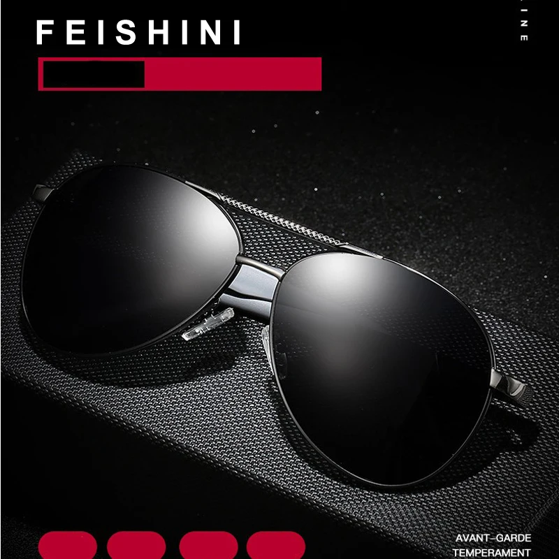 

feishini New Pilot Sunglasses Men Polarized Night Vision Photochromic Glasses Women Day Driving Eyewear Fishing UV400