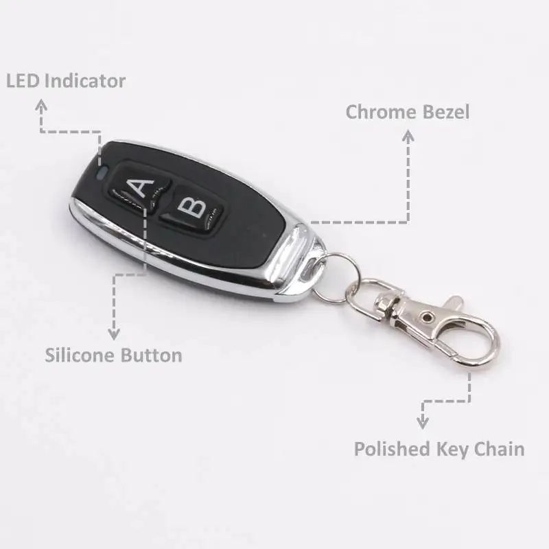 433Mhz Wireless Remote Control 2 buttons EV 1527 Learning Code Transmitter Key Fob for Gate Garage Door controller No Clone