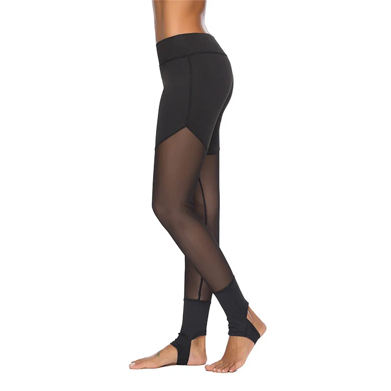 Leggings a vita alta con pannello a rete Sexy da donna pantaloni da Yoga Leggings da allenamento pantaloni a compressione dimagranti