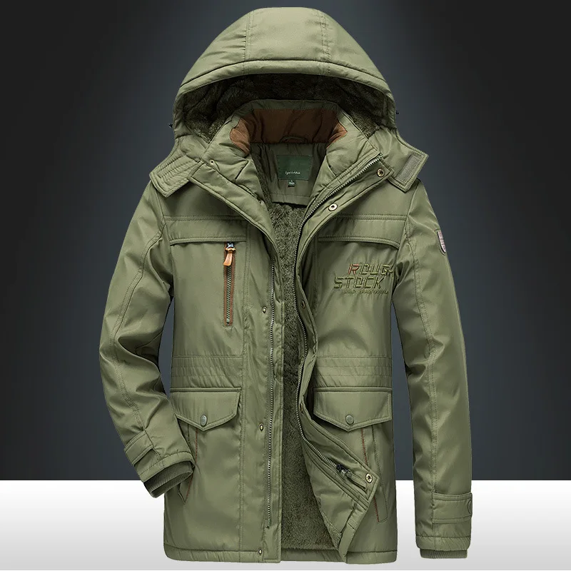 Veste parka à capuche pour homme, coupe-vent, style militaire, doublure en laine, grande taille, M-6XL