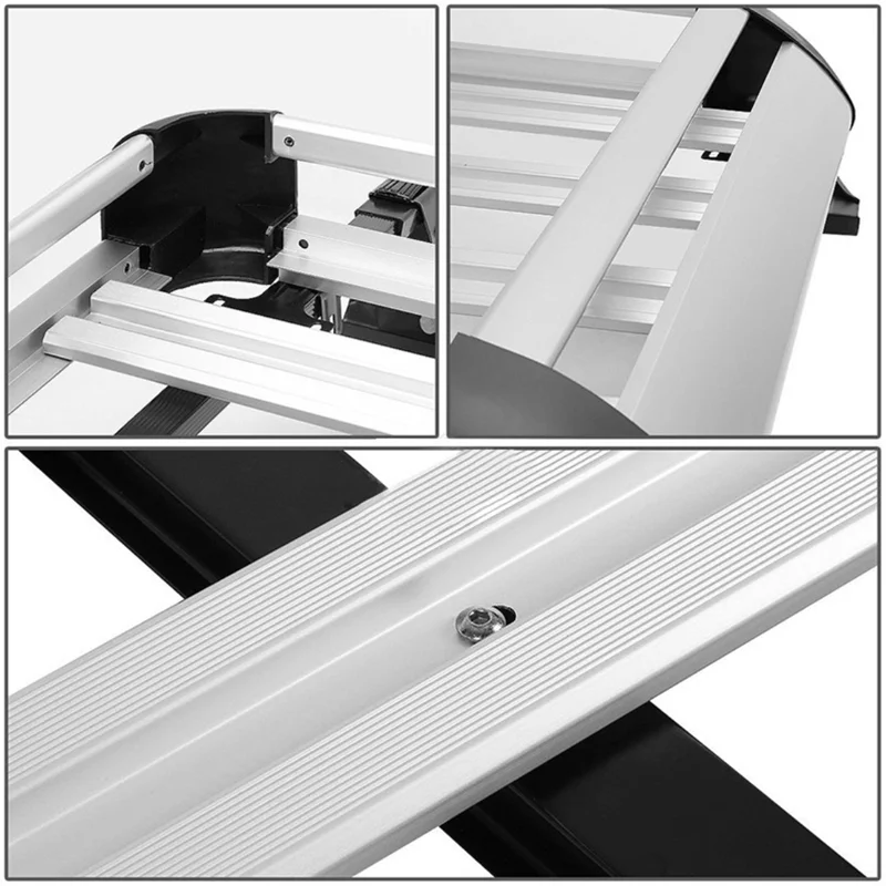 127X90 CM Universal Double Deck Aluminium Alloy Roof Rack Carrier Basket For SUV Car Top Cargo Silver Black