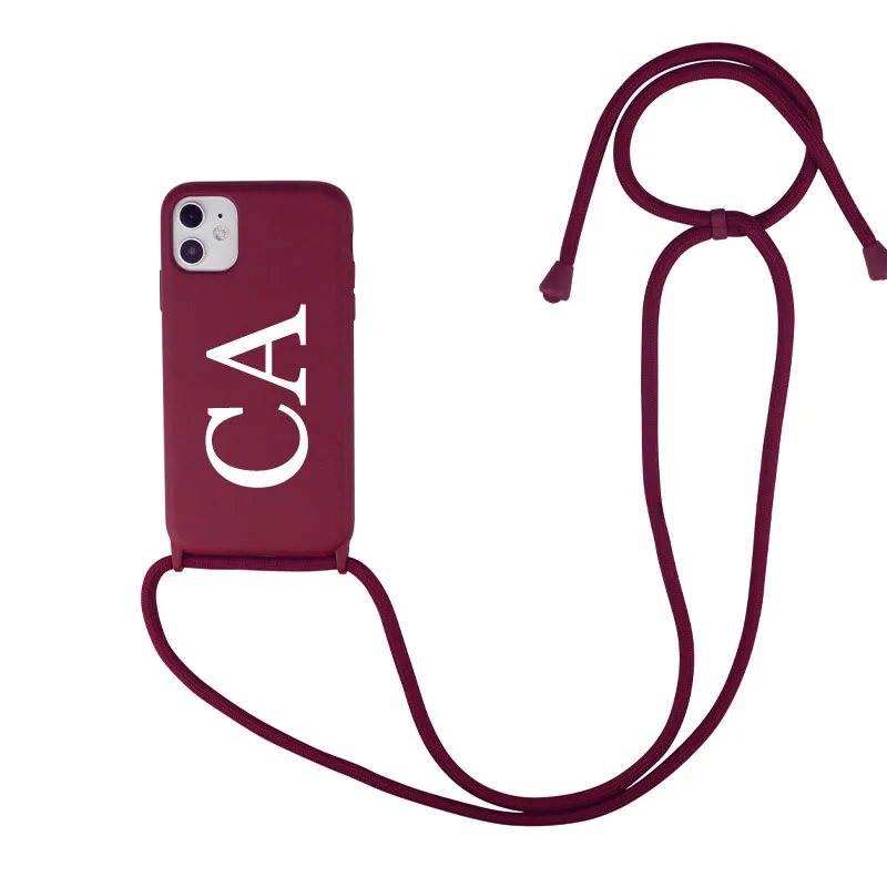 Tùy Chỉnh Tên Logo Hình Dây Đeo Vai Ốp Lưng Với Sling Cho Iphone 13 12 11 Pro Max 7 8 Plus X XR XSMax Vỏ Mềm TPU
