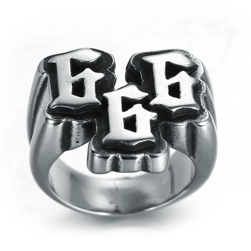 Men's punk stainless steel digital 666 ring titanium steel ring jewelry