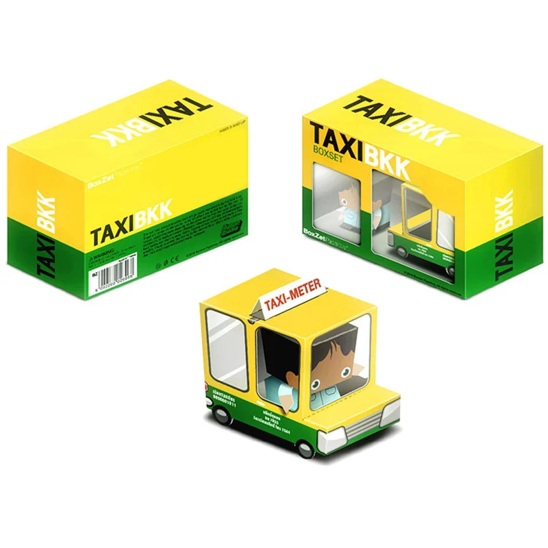 Yellow Taxi Van Car Box Cubee Ornaments Folding Cutting Mini 3D Paper Model Papercraft DIY Kids Adult Handmade Craft Toys ER-022