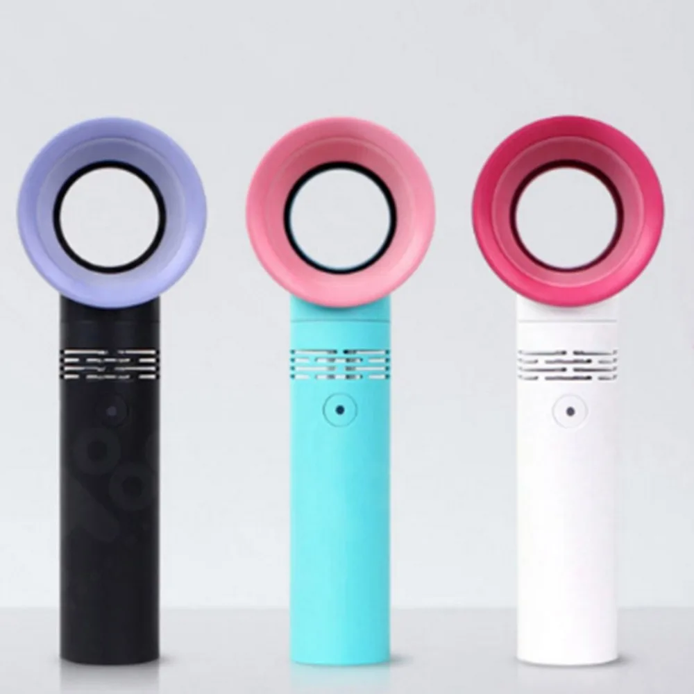 Zero 9 USB Rechargeable Portable Bladeless Fan Handheld Mini Cooler No Leaf Handy Fan With 3 Fan Speed Level LED Indicator