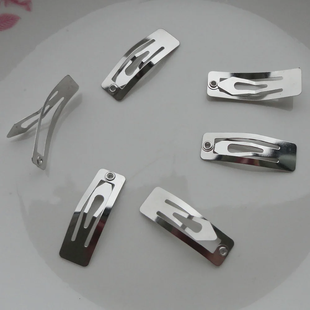 30~100PCS 2cm 3cm 4cm 5cm 6cm 7cm 8cm Silver Rectangle Metal Snap Hair Clips for DIY Kids Hair Accessories Plain Large Hairpin