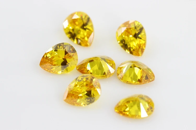 5A Pear Double CheckerBoard Cubic Zirconia Stone Multicolor Brilliant Cut Loose CZ Stones Synthetic Gems Beads For Jewelry