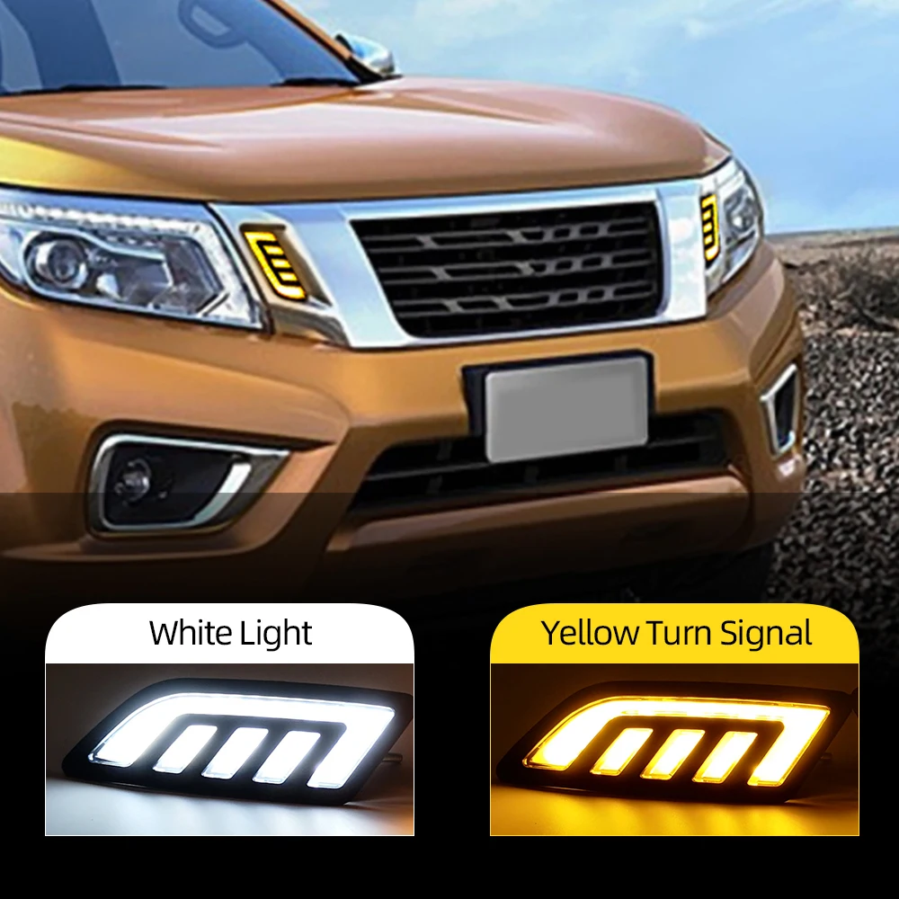 LED DRL Daytime Running Lights mask grille with turning signal For Nissan NAVARA NP300 D23 2015 2016 2017 2018 2019 Fog lamp