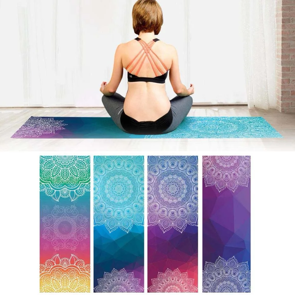 Yoga Blanket Mandola Print Thick Non-Slip Pilates Workout Exercise Gym Home Yoga Mat Towel Sit-Ups Camping Picnic Mats 183*68cm