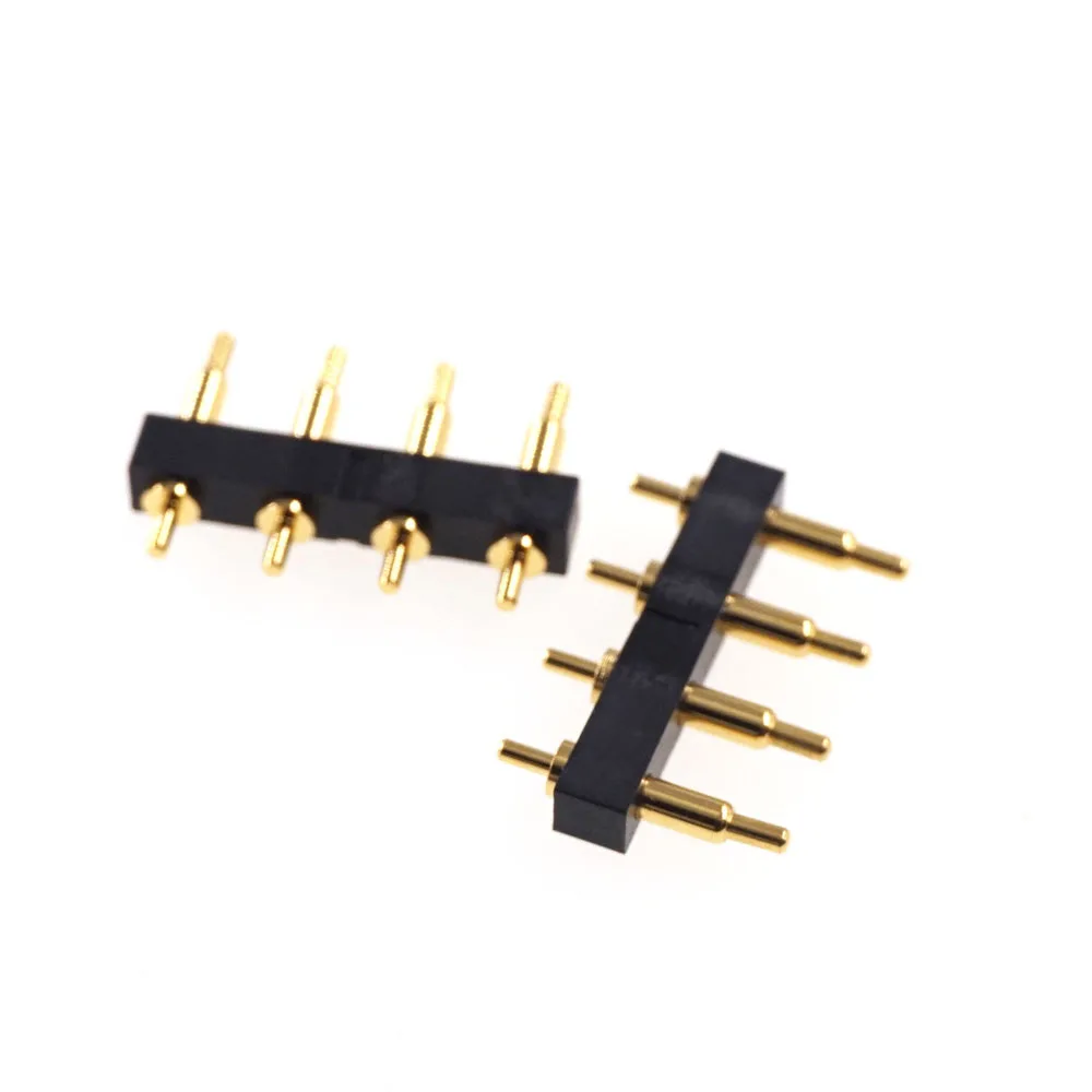 5pcs Spring Loaded Pogo Pin Connector 4 Pin 4.0 mm Pitch 8.0 mm Height Through Holes PCB Vertical Single Row 4 Poles 2A 36V Rate
