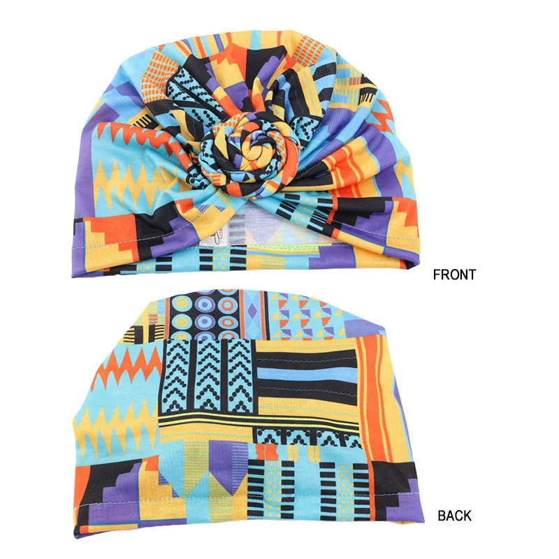 Afrikanische Druck Turban Hut für Frauen Scrunchies Knoten Headwrap Stretch Bandanas Party Headwear Damen Kopftuch Haar Zubehör – Detail 3