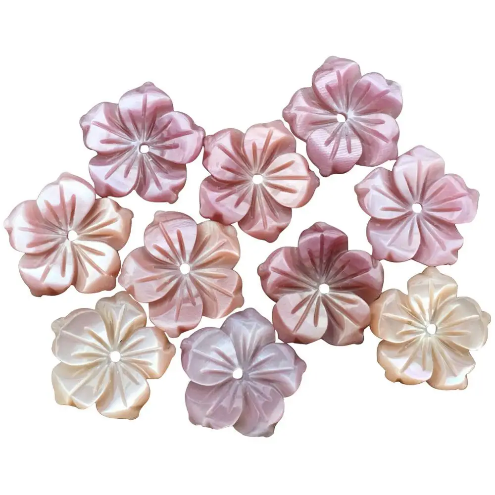 

10pcs Wholesale 12mm Pink Mother of pearl Shell Art Flower women Pendant Bead C8712