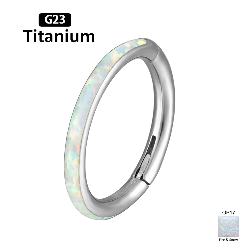 G23 Titanium Opal stone Hight Segment Rings Open Small Nose Septum Clicker Earrings Tragus Helix Piercing Body Jewelry Hoop Stud