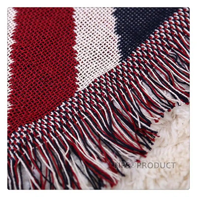 럭셔리 소파 담요 니트 던지기 130x180cm 영국 및 미국 국기 디자인 코튼 침대 스프레드 소파 의자 테이블 커버 바닥 카펫 이불