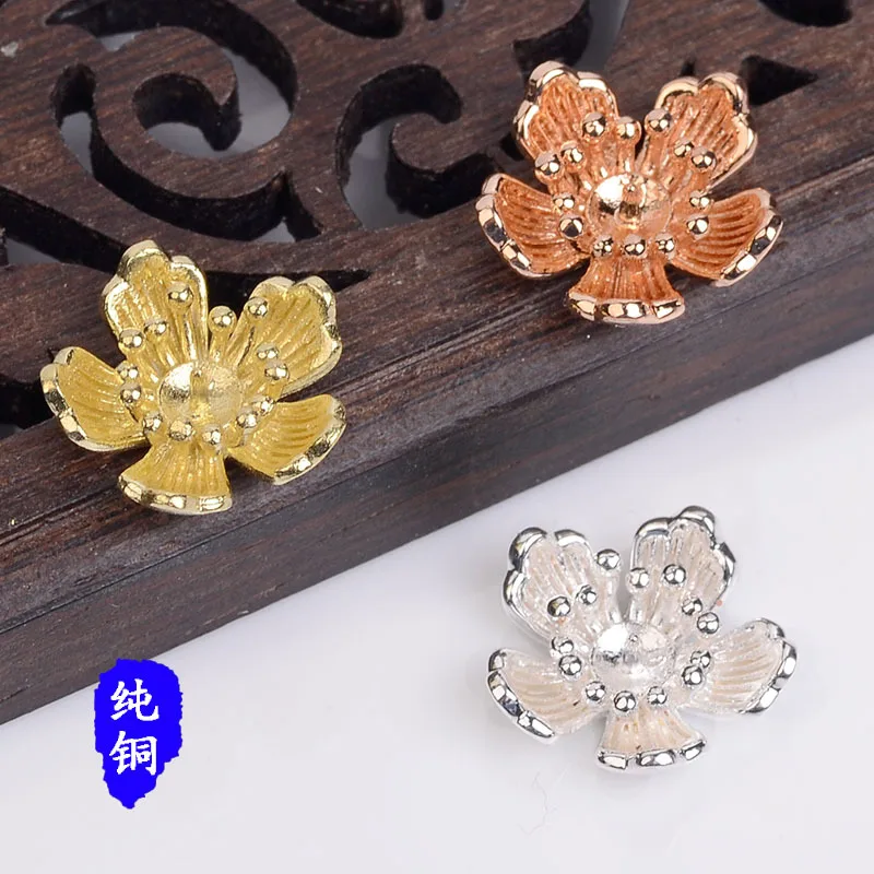 

30pcs Alloy Material rhinestone Leaf Charm Flower pendant For Head DIY Wedding Handmade Jewelry Making