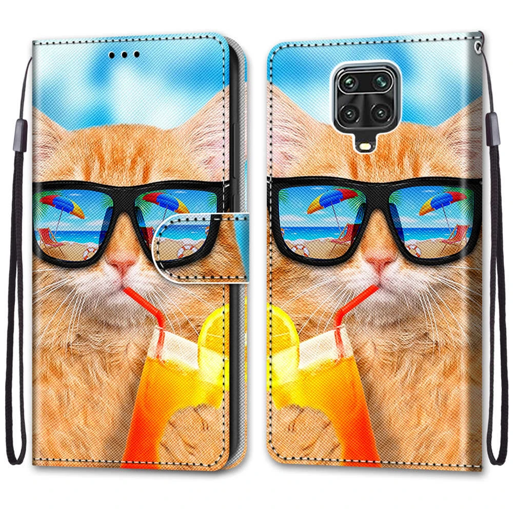 Flip Leather Case For Xiaomi Redmi Note 9 9S Pro MAX Fundas 3D Wallet Card Holder Stand Book Cover Cat Dog Painted Coque Capa