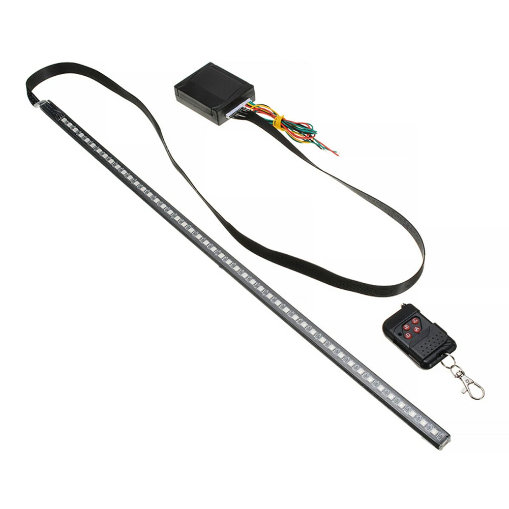 7 Color 48 LED RGB Waterproof Remote Scanner Flash Car Strobe Knight Rider Light Strip Kit + Remote Control 22 Inch 827