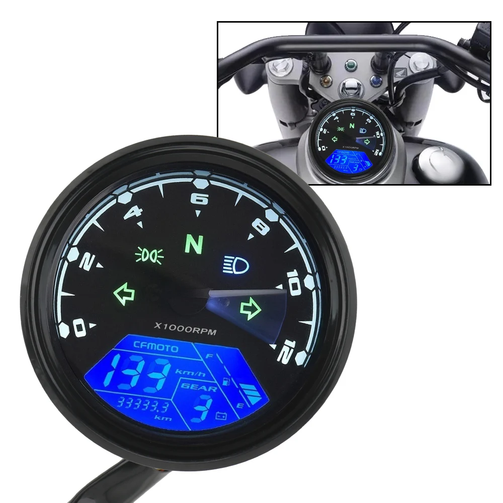 Night vision Dial Odometer Motorcycle Panel Speedometer Universal LED Multi-function Digital Indicator Tachometer Fuel Meter