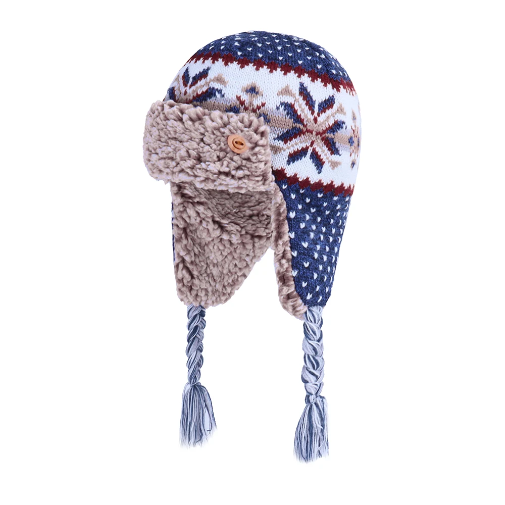 Bonnet à rabat pour garçon et fille, couvre-chef d'hiver, doublure polaire, tricot, accessoires de ski chauds d'automne pour les tout-petits