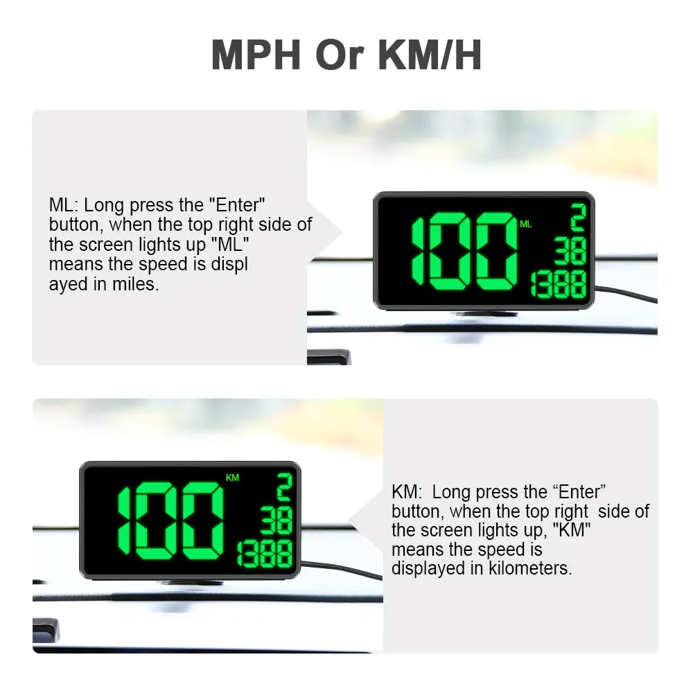 GPS Speedometer C60 HUD Display Car KM/h MPH China Cheap C80 Auto Electronics Speed Display C90 C1090 Large Screen A100 Hud