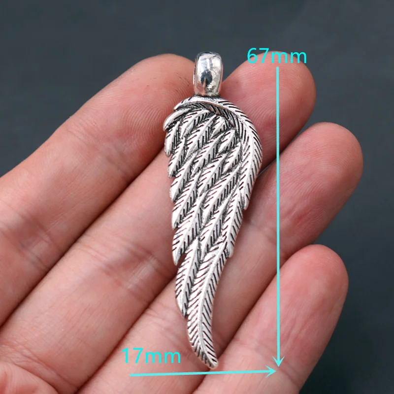 6pcs Silver Plated Eagle Wings Pendants DIY Charms Retro Necklace Earrings Jewelry Crafts Making-Brave and Fighting A2445