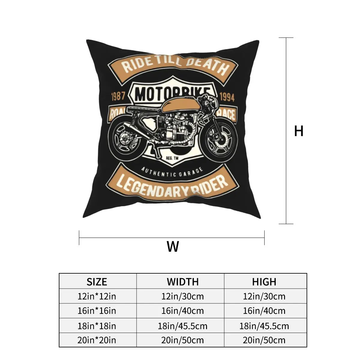 Ride Till Death Pillowcase Cushion Cover Gift American Style Motor Motorcycle Vintage Throw Pillow Case Cover Home 40*40cm