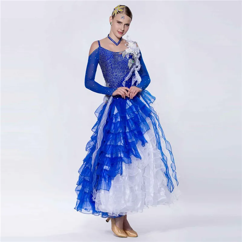 B-1465 High quality modern dance dress new long sleeve waltz competition ballroom dance dress for sale