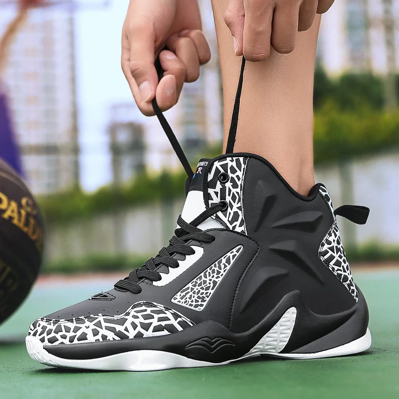 Sneakers Fashion Leather Basketball Shoes Men Comfortable Casual Sports Trainers Non-slip Wear-resisitant