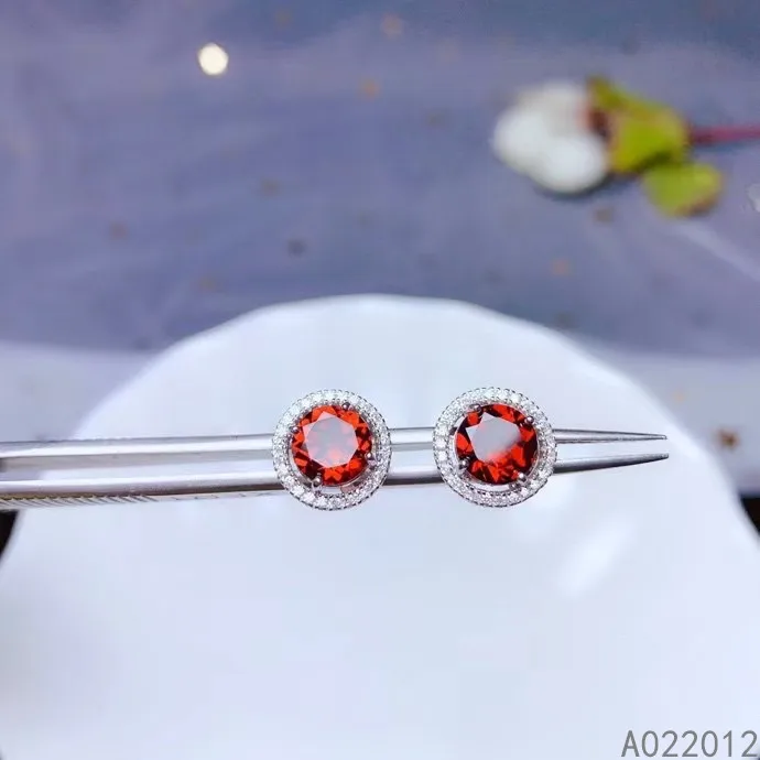

KJJEAXCMY fine jewelry natural Garnet 925 sterling silver girl earrings new Ear Studs Gift Birthday Party Wedding Engagement Chr