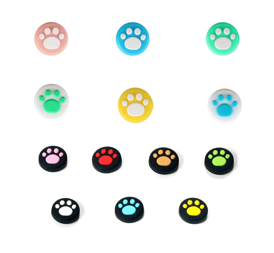2Pcs Cat Paw Silicone Thumb Stick Grip Cap Joystick Button Case Cover for Nintendo Switch Lite NS Joy-Con Wii Gamepad Controller