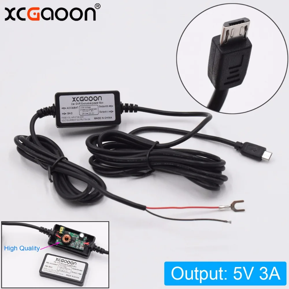 

XCGaoon Car Charger DC Converter Module 12V 24V To 5V 3A with micro USB Cable ( Straight ) Low Voltage Protection Length 3.1m