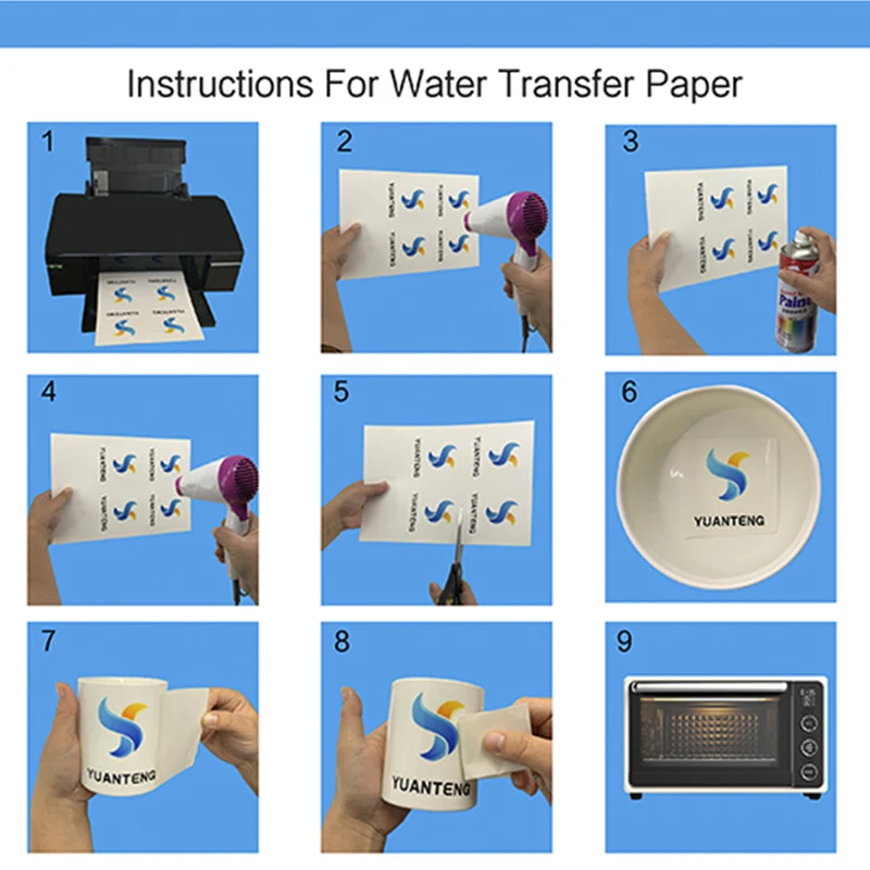 Papel de calcomanía deslizante de agua para inyección de tinta, tamaño A4, fondo blanco, impresión de inyección de tinta, papel de transferencia de calcomanías (20 unids/lote)