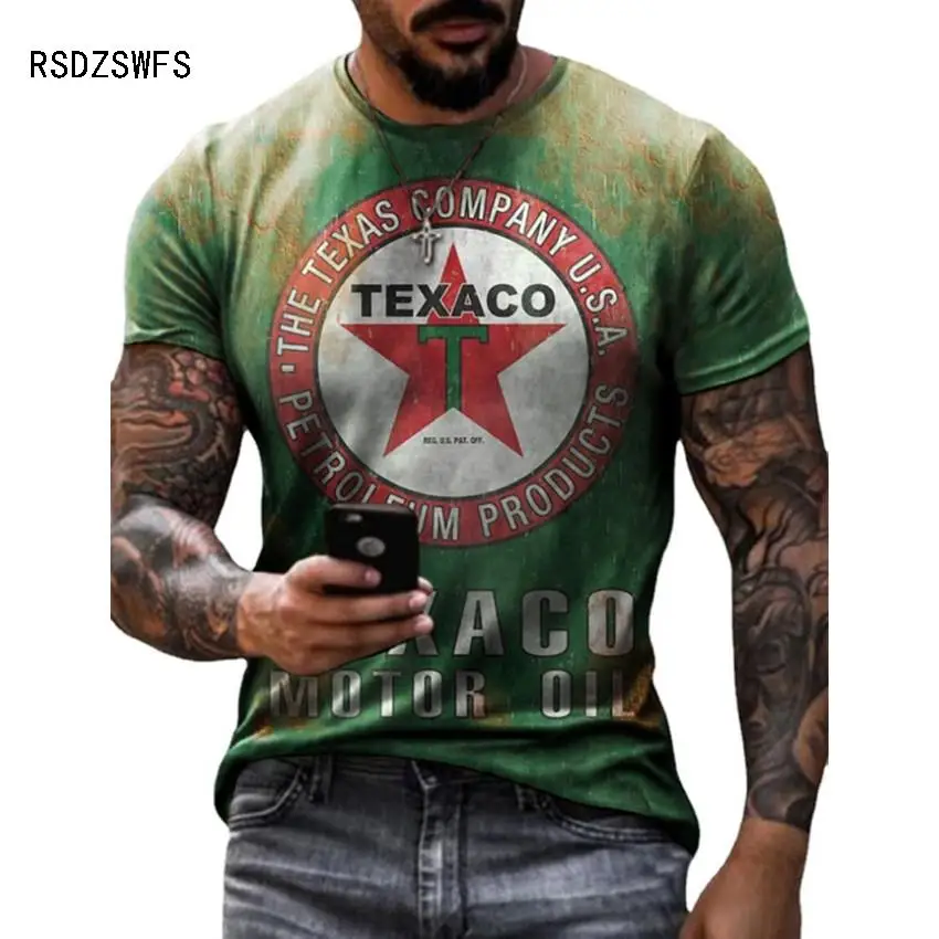 Harajuku Plus Size Castrol Digital Print Men Camisetas Street Style Casual Shirt Men'S Short-Sleeved Round Collar T-Shirt