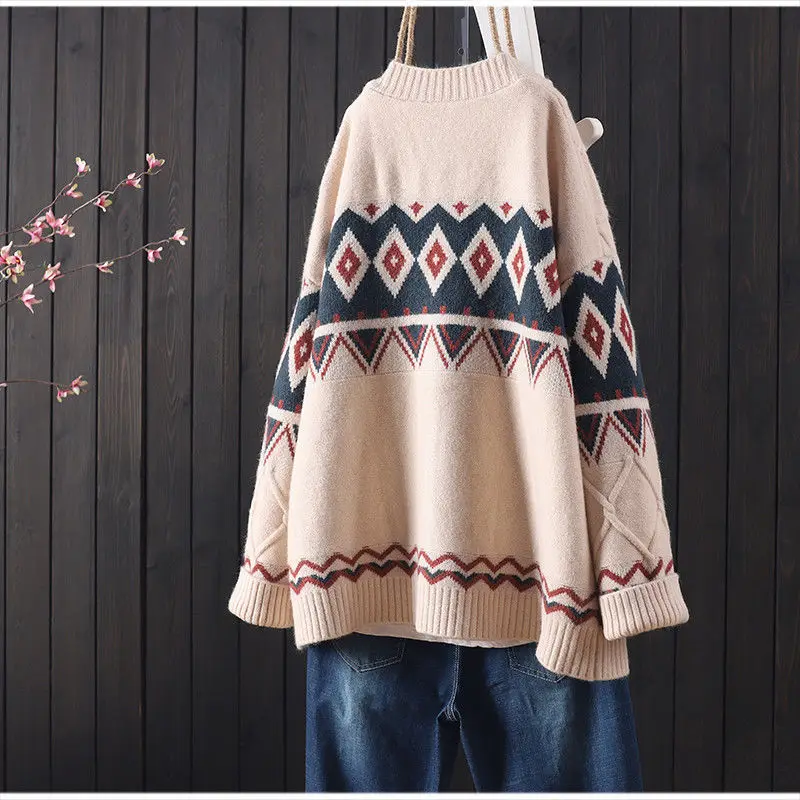2023 knitted cardigan women\'s sweater retro soft top autumn and winter new loose casual embroidery buttoned long-sleeved