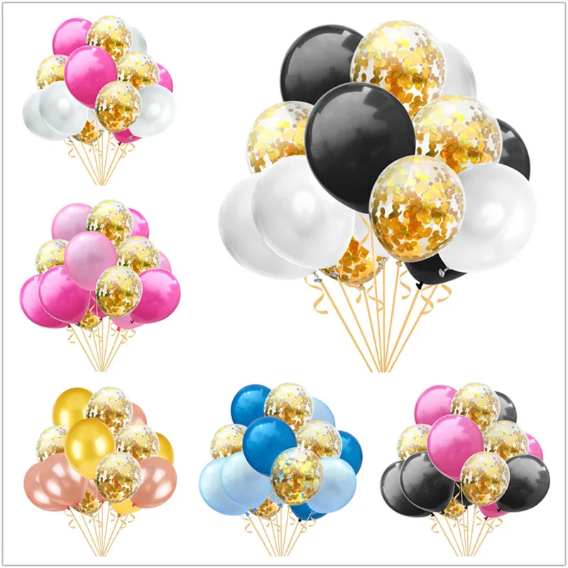 Confetti Balloon Stand Metal Pearl Latex Balloons Arch Chrome Metallic Inflatable Air Balls Globos Birthday Party Decoration Kid