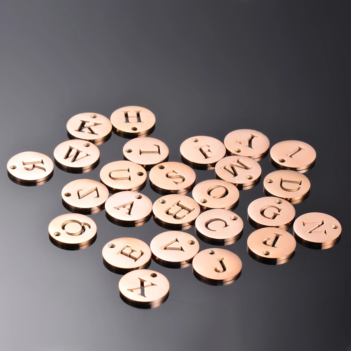 5pcs/lot 12mm Rose Gold 26 Letters Stainless Steel Charm Alphabet Charms for Pendant DIY Jewelry Making Charms