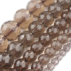 Faceted Smoky Quartzs Crystal Natural Stone Beads For Jewelry Making DIY Bracelet Necklace Accessories 15 '' 4/6/8/10/12mm