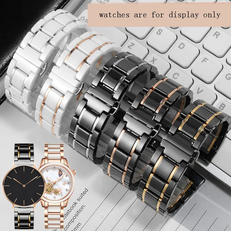 Ceramic +Fine steel watchband 13 14 15 16 17 18 19 20 21 22 23 24mm luxury watch chain for male and female bracelet Gift tool