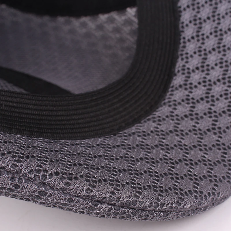 Unisex Casual Beret Hat Flat Cap Breathable Mesh Cap Newsboy Style Adjustable Summer Fashion Solid Color Black Hat For Men Women