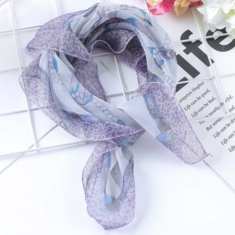 Spring-summer hot women silk scarf square lady wrap small office neck head scarf hair scarf foulard 50*50cm skinny scarfs