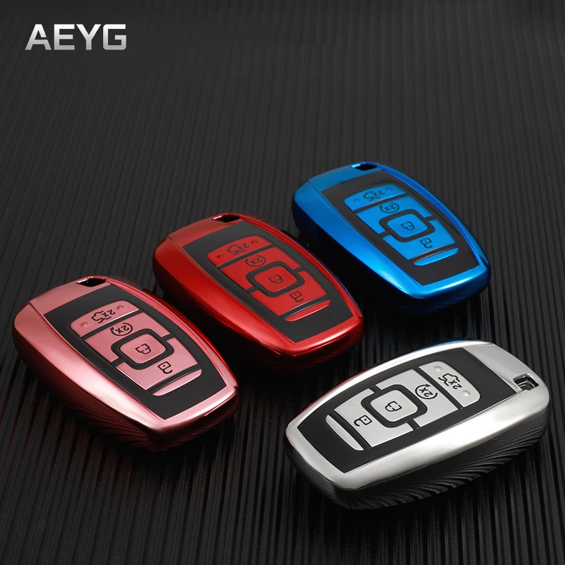 

TPU Car Key Case Cover For Ford Fusion Mustang Explorer F-150 F-250 F-350 2017 2018 Remote Key Case Fob Shell Cover Skin Holder