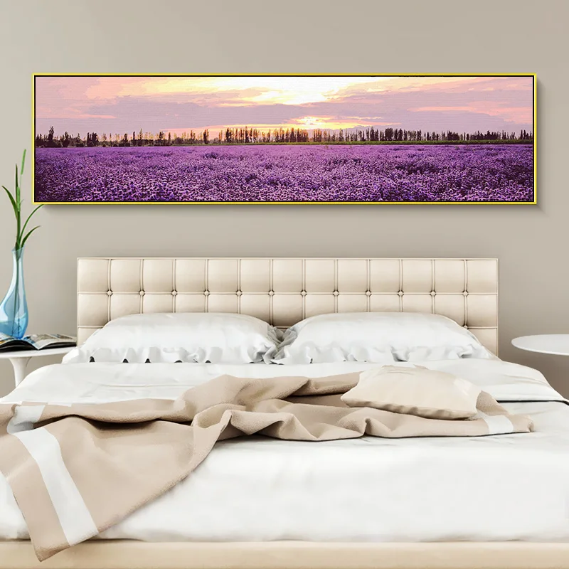 

New Large Size DIY Painting By Numbers Lavender Flower Sea Landscape Oil Painting Paint By Numbers Wall Art Picture Home Decor